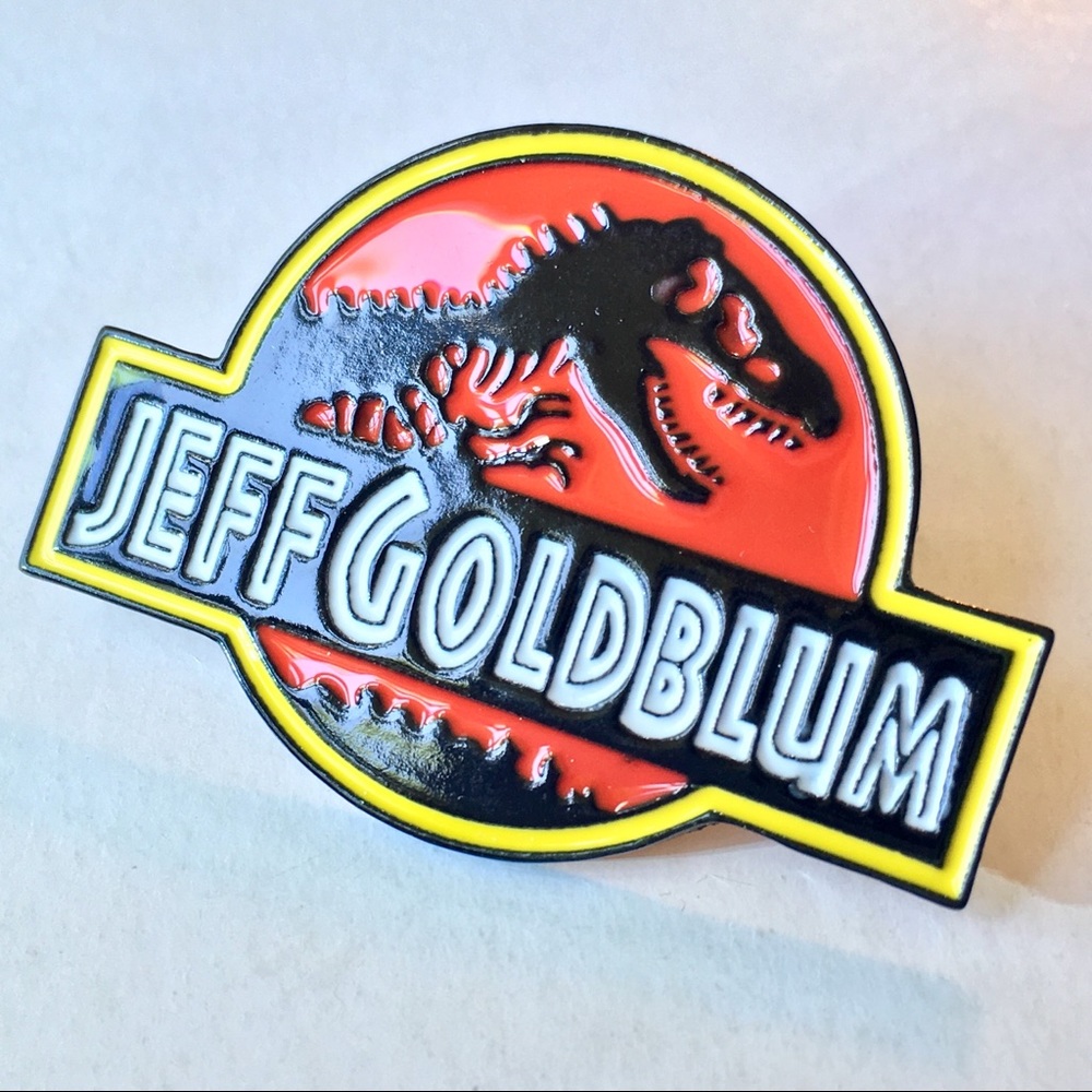 Jeff Goldblum Fan Jurassic Park logo enamel pin